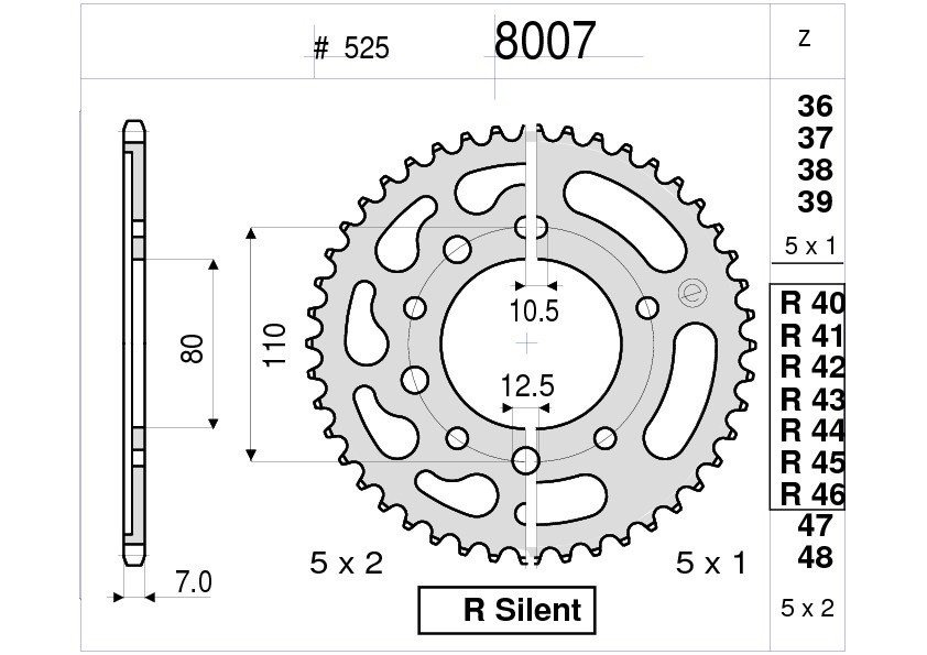 Звезда задняя Ognibene 8007-R42 (JTR1332.42) с демпфером