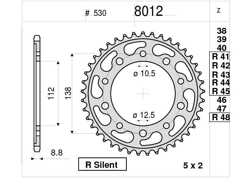 Звезда задняя Ognibene 8012-R41 (JTR302.41) с демпфером