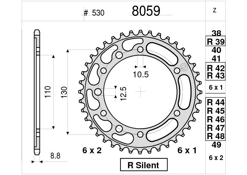 Звезда задняя Ognibene 8059-R42 (JTR479.42) с демпфером
