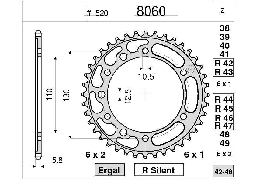 Звезда задняя Ognibene 8060-R42 (JTR486.42) с демпфером