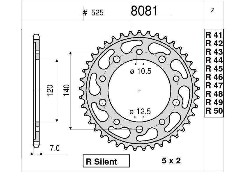 Звезда задняя Ognibene 8081-R48 (JTR1792.48) с демпфером