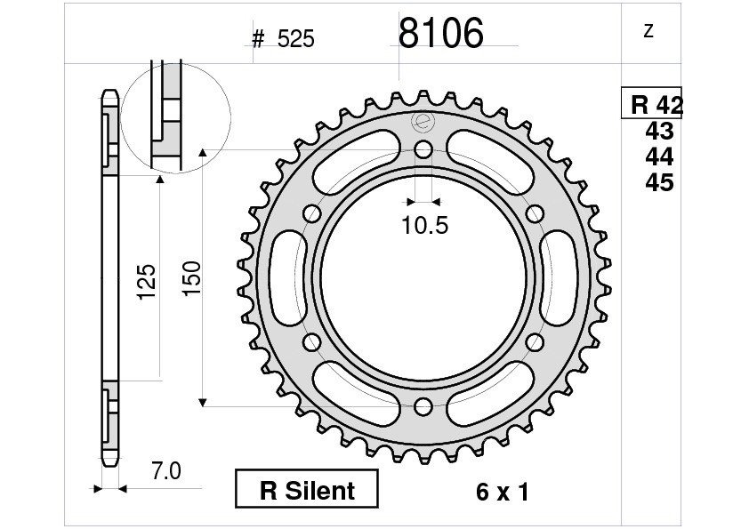 Звезда задняя Ognibene 8106-R42 (JTR899.42) с демпфером