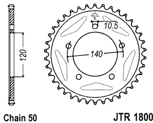 Звезда задняя JTR1800.43ZBK черная