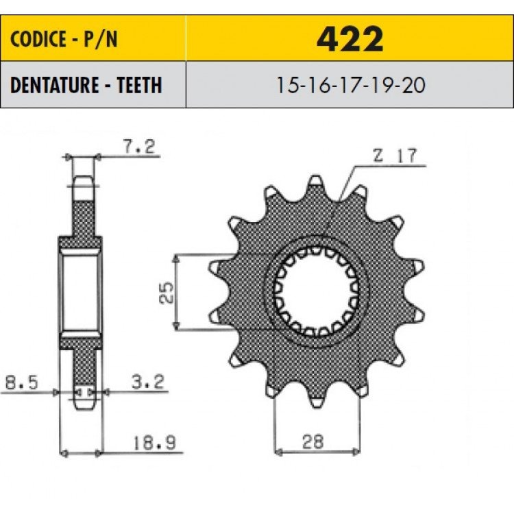 Звезда передняя Sunstar 42216 (JTF704-16)
