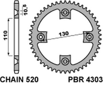 Звезда задняя PBR 4303 38 зуб. алюминий усиленный C.520 (JTR1350.38)