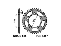 Звезда задняя PBR 4357 43 C45T (JTR1304.43) (закаленная)