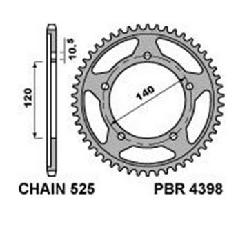 Звезда задняя PBR 4398 42 C45T (JTR1792.42) (закаленная)