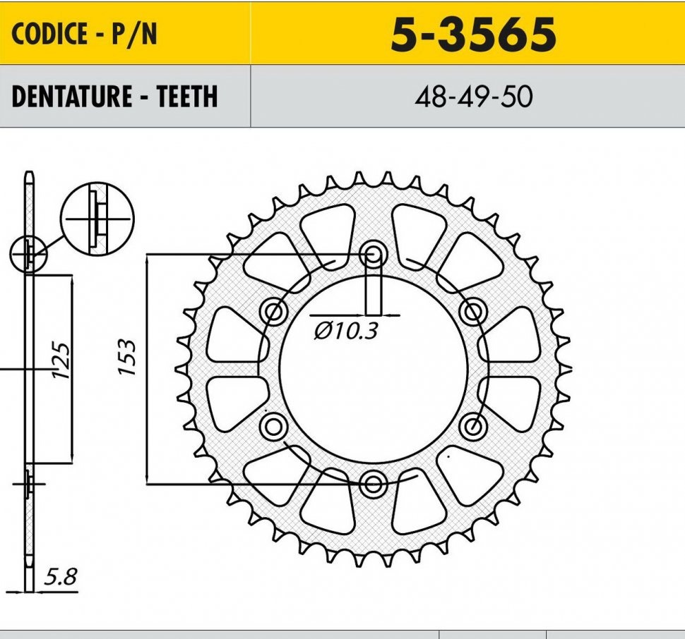 Звезда задняя Sunstar 5-3565-48 алюминиевая (JTR301-48)