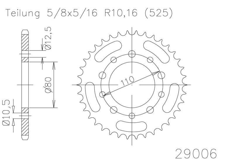 Звезда задняя приводная Esjot 50-29006 44 зуба (JTR1332.44)
