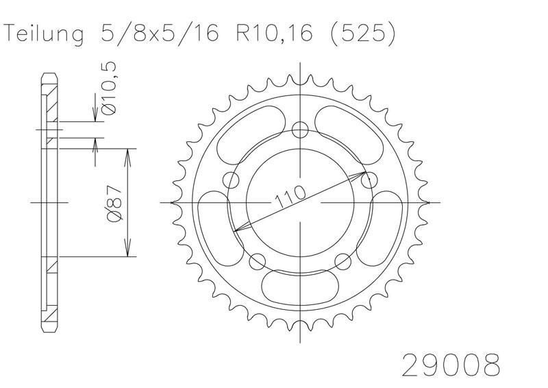 Звезда задняя приводная Esjot 50-29008 44 зубьев (JTR807.44)