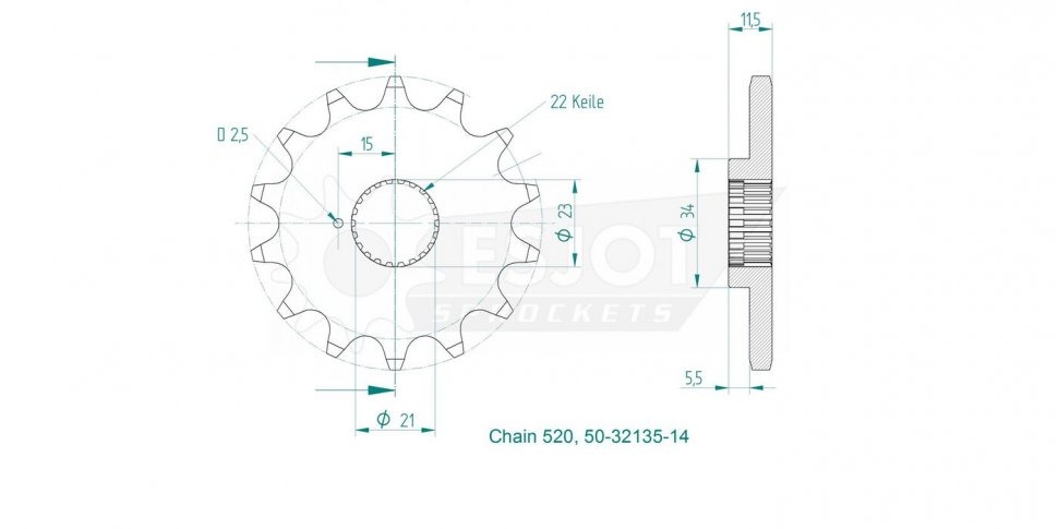 Звезда передняя ESJOT 50-29015-15