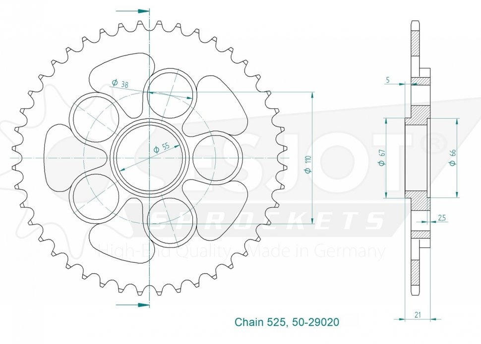 Звезда задняя Esjot 50-29020 36 зубьев для Ducati 998