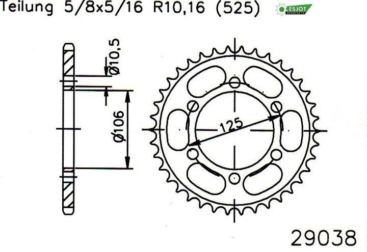 Звезда задняя приводная Esjot 50-29038 46 зубьев (JTR2014.46)