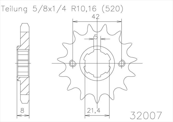 Звезда передняя Esjot 50-32007 16 зубьев (JTF575.16)
