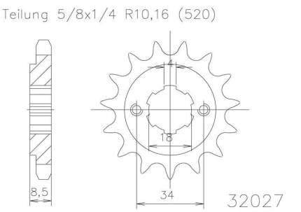 Звезда передняя Esjot 50-32027 14 зубьев (JTF270.14)