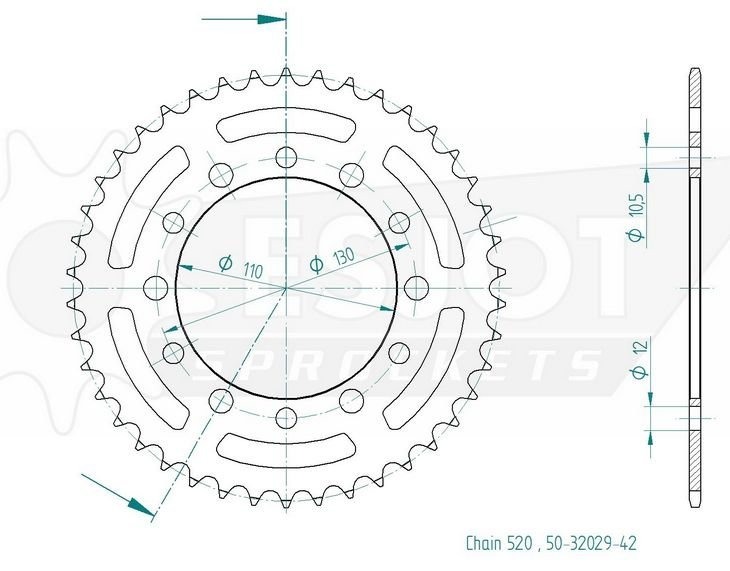 Звезда задняя приводная Esjot 50-32029 41 зуб (JTR486.41)