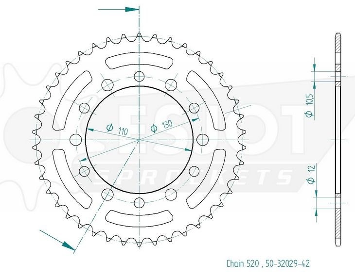 Звезда задняя приводная Esjot 50-32029 42 зуба (JTR486.42)