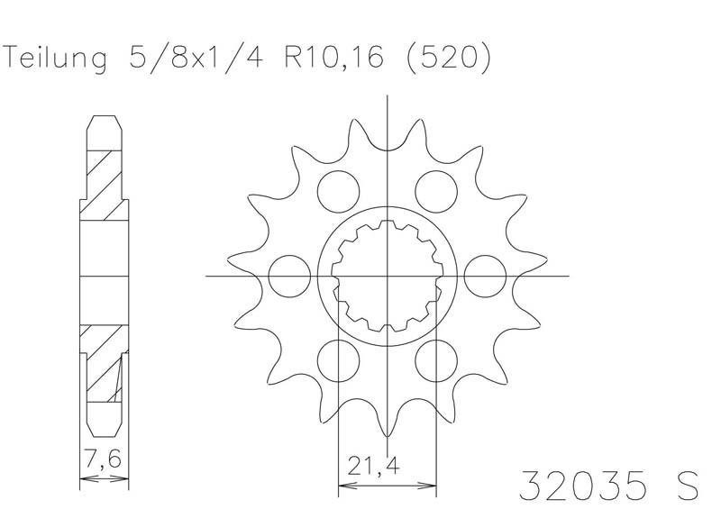 Звезда передняя приводная Esjot 50-32035 16 зубьев (JTF1536.16)