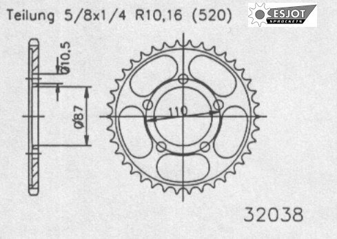 Звезда задняя ESJOT 50-32038-46
