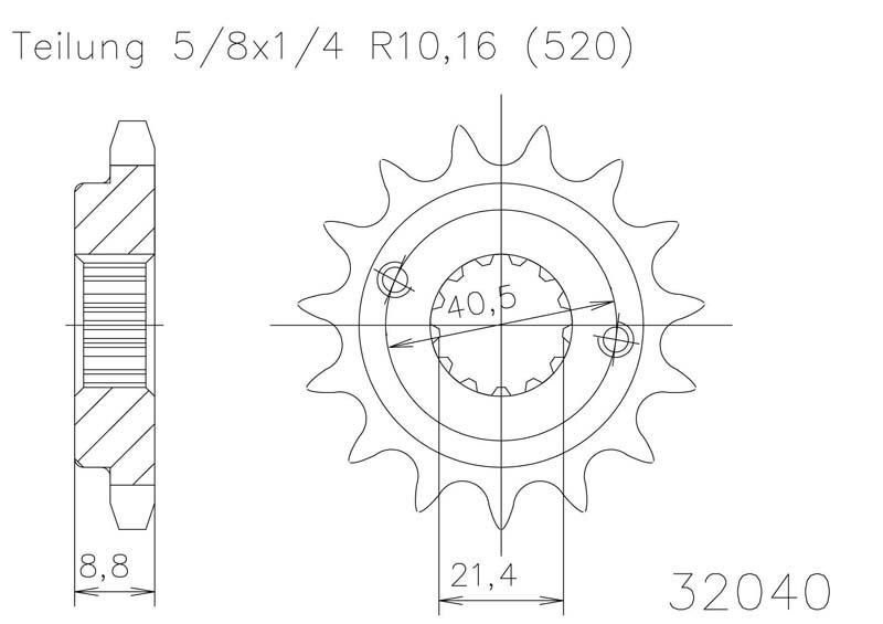 Звезда передняя Esjot 50-32040 15 зубьев (JTF1309.15)