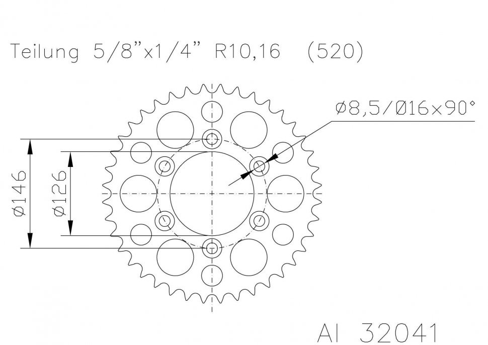 Звезда задняя Esjot 50-32041 44 зуба (JTR808.44)