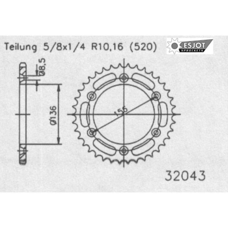 Звезда задняя Esjot 50-32043 48 зубьев (JTR822.48)