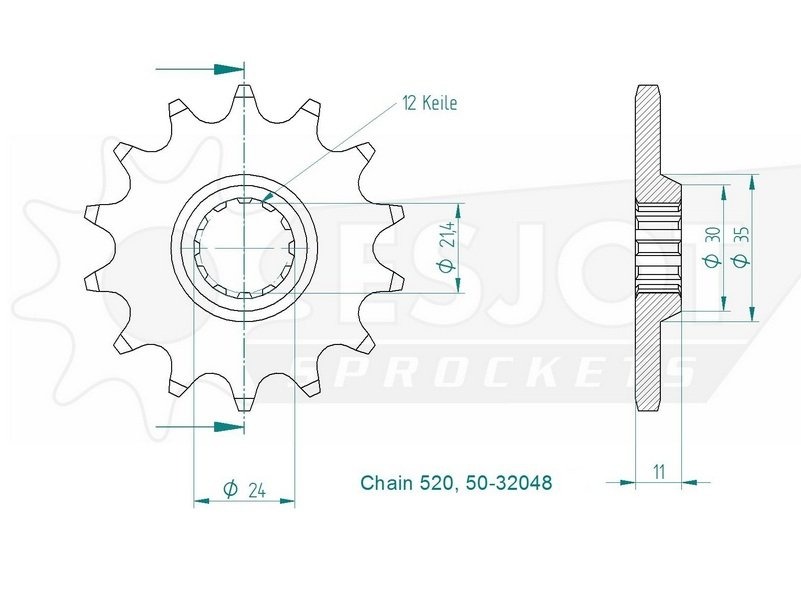 Звезда передняя Esjot 50-32048 13 зубьев (JTF824.13)