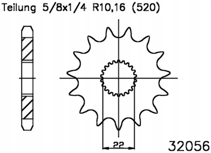 Звезда передняя Esjot 50-32056 13 зубьев (JTF394.13)