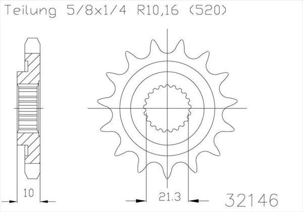 Звезда передняя приводная Esjot 50-32146 13 зубьев (JTF1441.13)