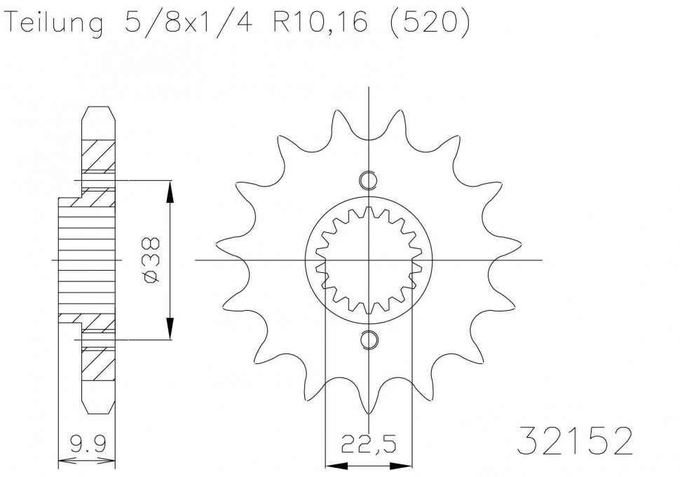 Звезда передняя Esjot 50-32152 15 зубьев (JTF403.15)