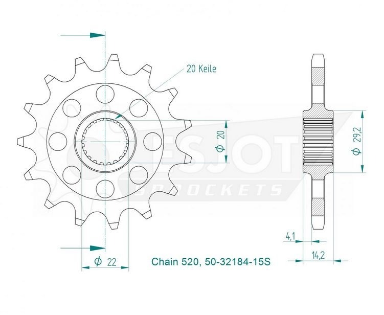 Звезда передняя приводная Esjot 50-32184 16 зубьев (JTF406.16)