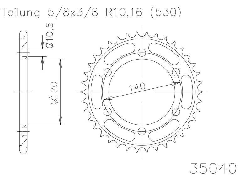 Звезда задняя Esjot 50-35040 38 зубьев (JTR499.38)