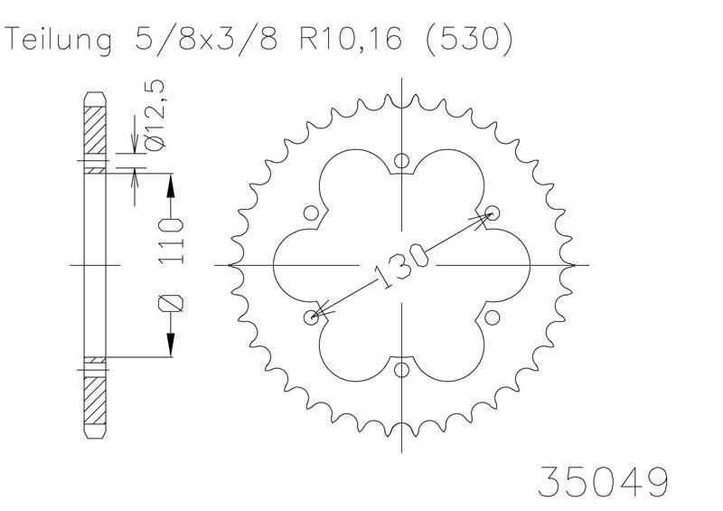 Звезда задняя Esjot 50-35049 40 зубьев (JTR1420.40)