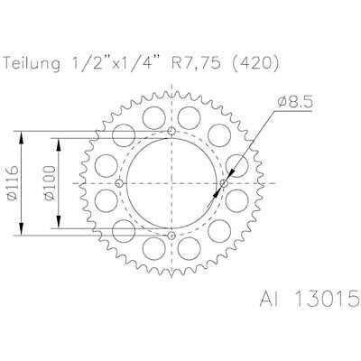 Звезда задняя алюминиевая Esjot 51-13015 48 зубьев (JTA461.48)