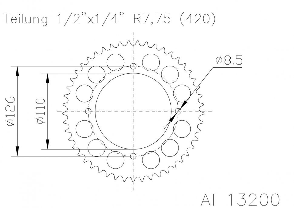 Звезда задняя алюминиевая Esjot 51-13200 46 зубьев (JTA1465.46)