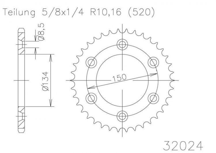 Звезда задняя алюминиевая Esjot 53-32024BG 50 зубьев (JTA460.50)