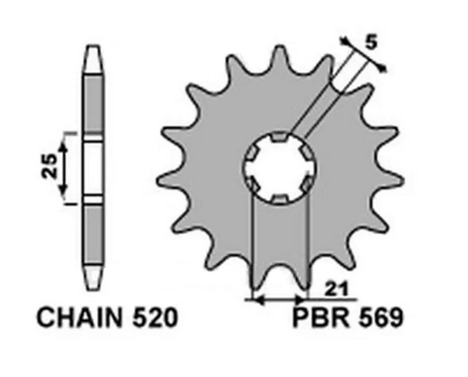 Звезда передняя PBR 569 C14 (JTF569.14)