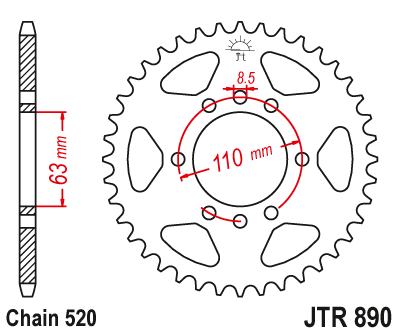 Звезда задняя JTR890.42