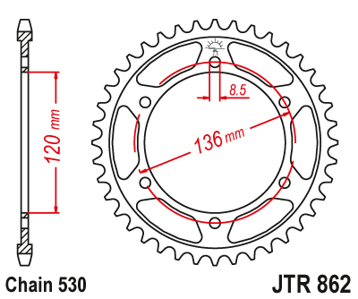 Звезда задняя JTR862.46