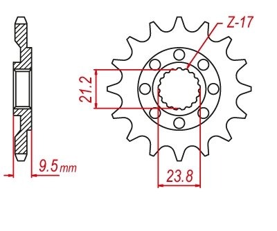 Звезда передняя DRC 520-14T Honda CR250 88-07, CRF450R (JTF284)