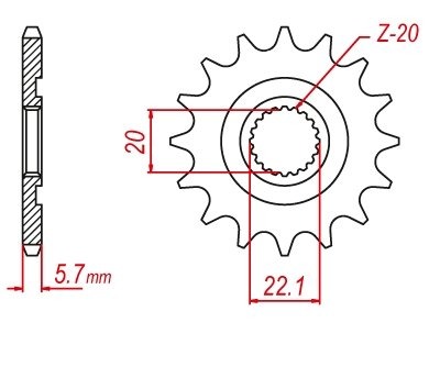 Звезда передняя DRC 520-13T Yamaha YZ125 05-, YZ250F 01-, WR250R (JTF1590)