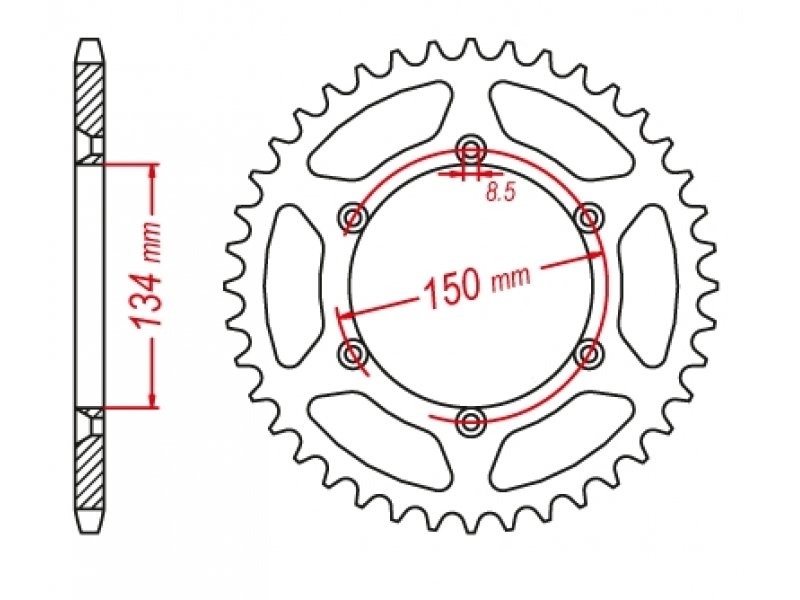 Звезда задняя стальная DRC 520-49T Kawasaki KX-KXF-KDX-KLX