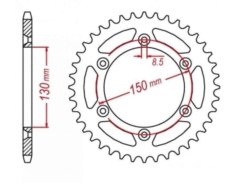 Звезда задняя стальная DRC 520-48T Yamaha YZ-YZF 99-, WRF-R-X, Honda  XL250