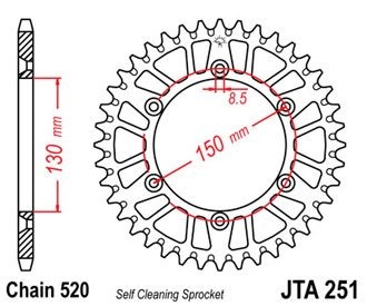Звезда ведомая алюминиевая JTA251.51BLU (цвет синий)