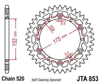 Звезда ведомая алюминиевая JTA853.48BLK (цвет черный)
