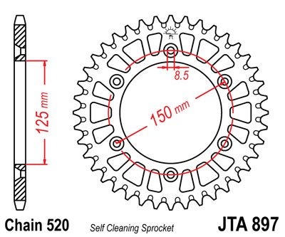 Звезда задняя алюминиевая JTA897 45BLK