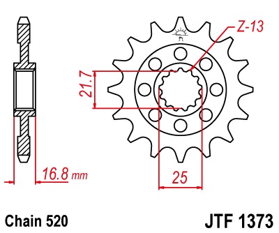 Звезда передняя JTF1373.17RB с демпфером