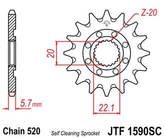 Звезда передняя JTF1590.13SC самоочищающаяся