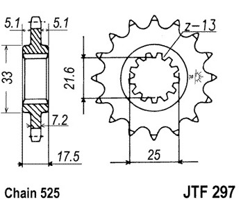 Звезда передняя JTF297.15RB с демпфером