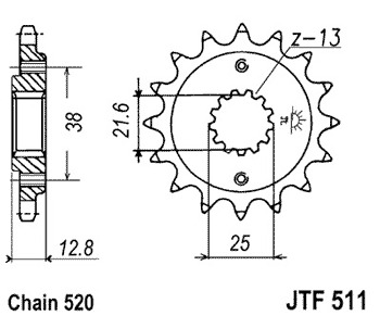 Звезда передняя JTF511.15RB с демпфером